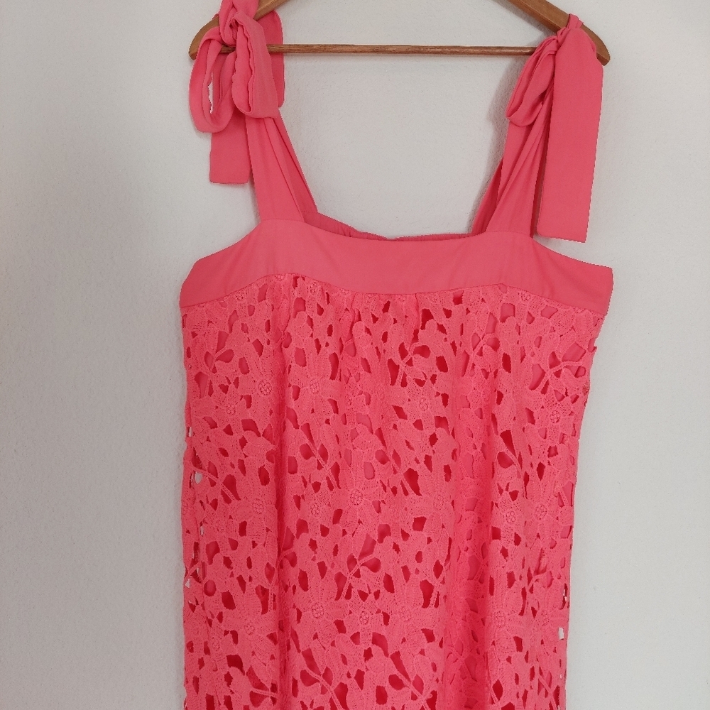 Renee C‎ It's The Dream Coral Pink Lace Midi Dress Size Large - Picture 4 of 10